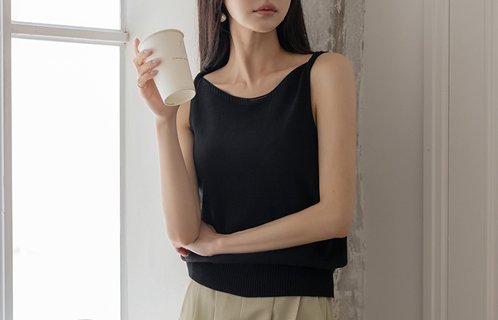 Shoulder Twist Point Sleeveless shirts Knit