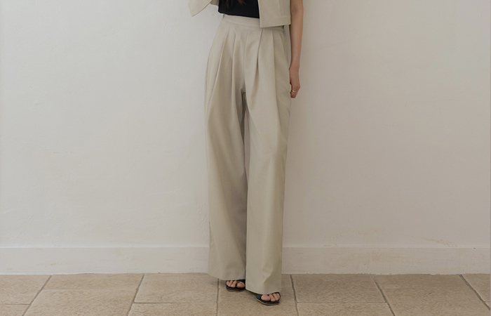 Chic The Back Banding wide fit Summer Set-up Slacks