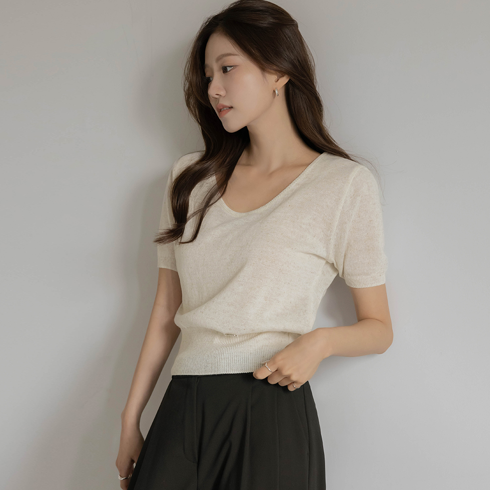 Point UNeck Linen Knit