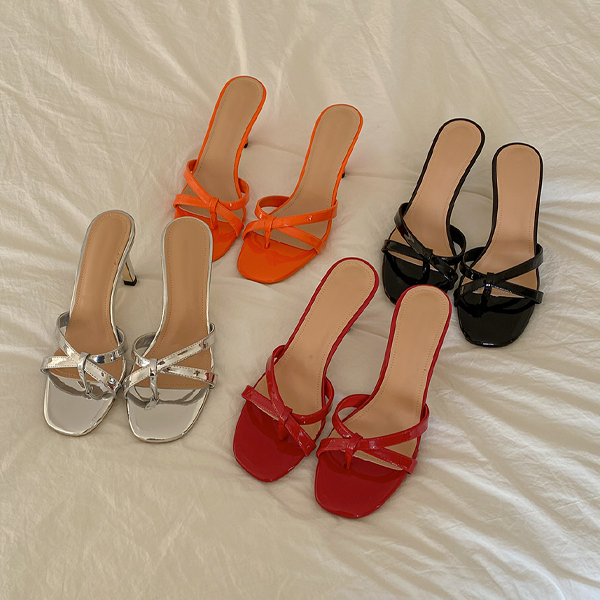 Glossy Strap Sandal Heel