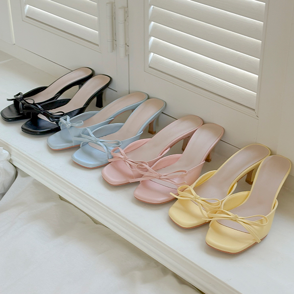 Pastel Color Ribbon 오픈토 Heels