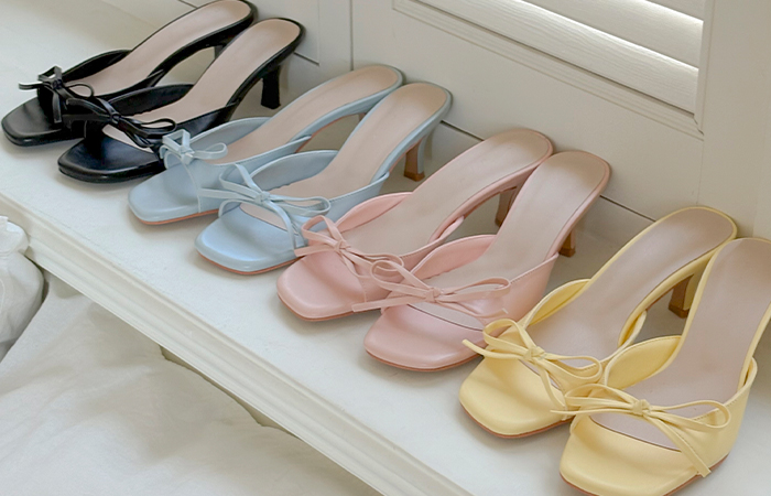 Pastel Color Ribbon 오픈토 Heels
