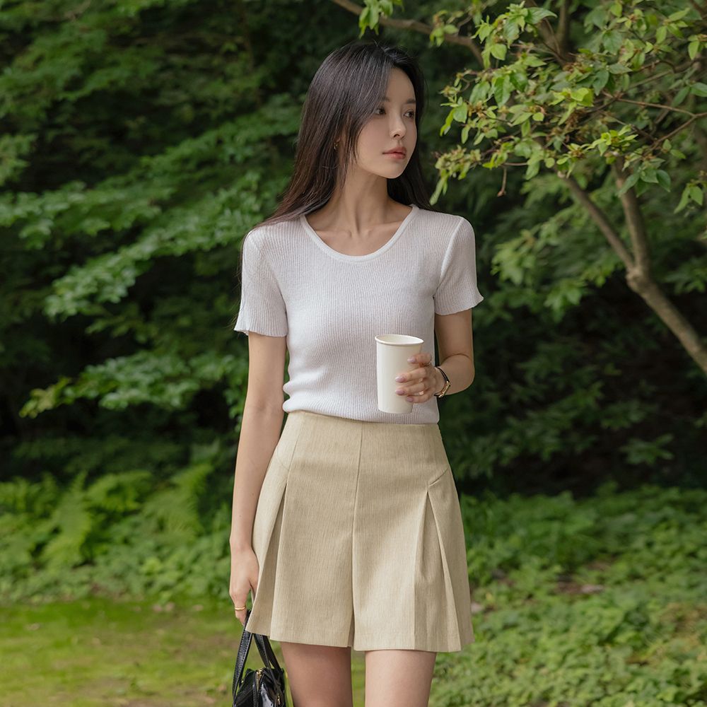 Raund neck Corduroy See-through Daily Knit