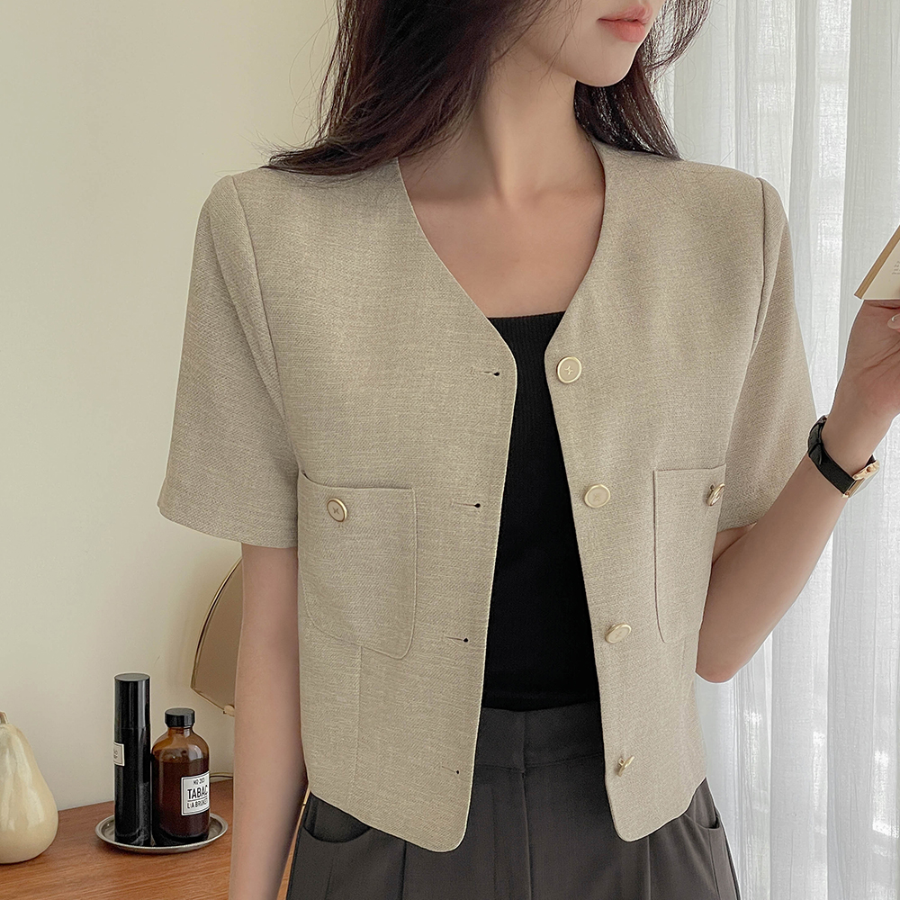 Standard V-neck Summer Tweed Jacket