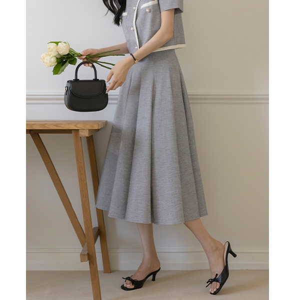 Mari Summer Tweed A-line Set-up Skirt