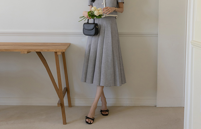 Mari Summer Tweed A-line Set-up Skirt