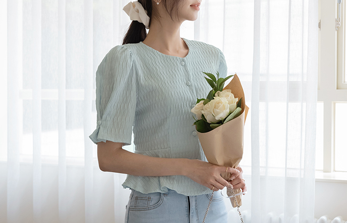 Romantic Wrinkle Peplum Blouse