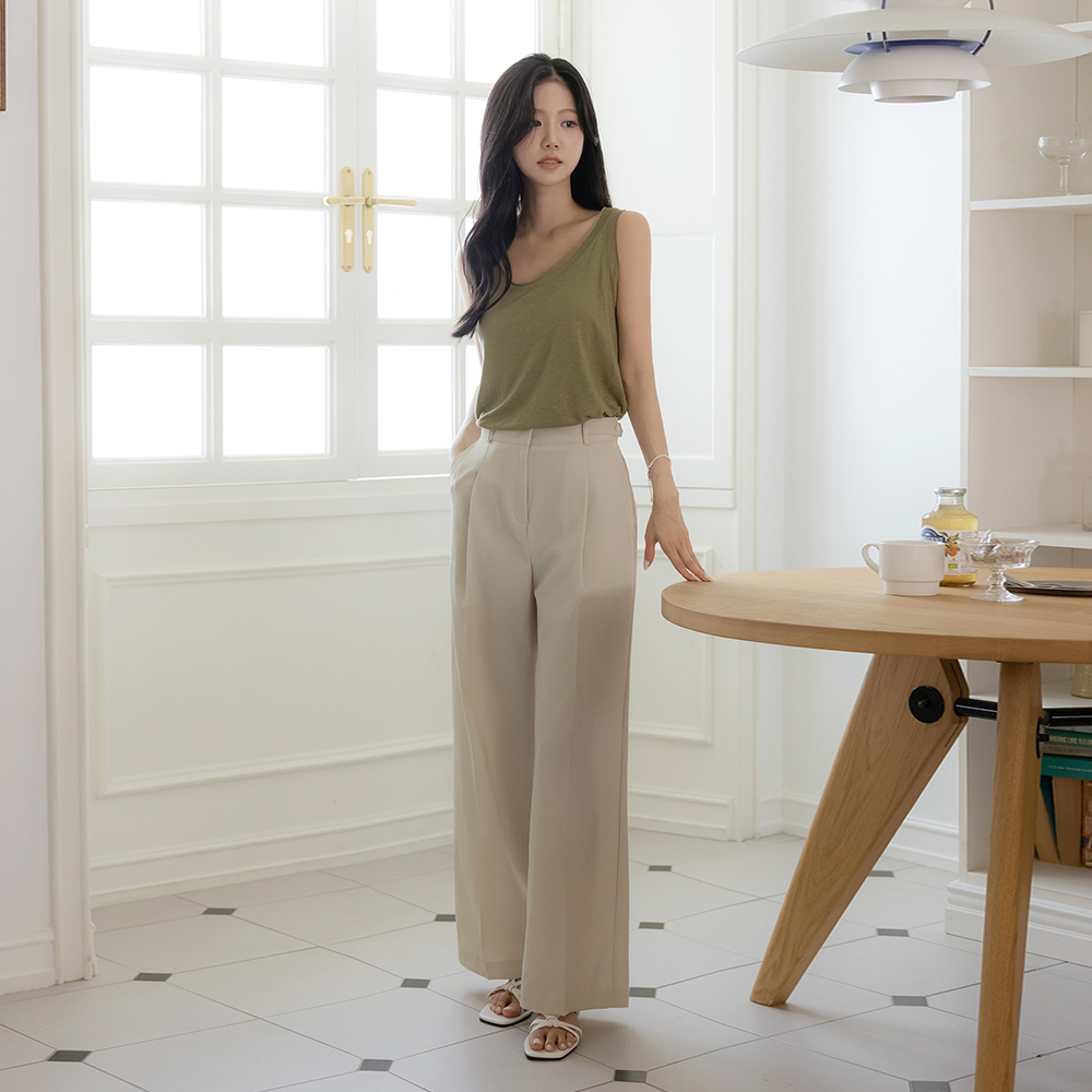 Summer Side Button Wide Slacks