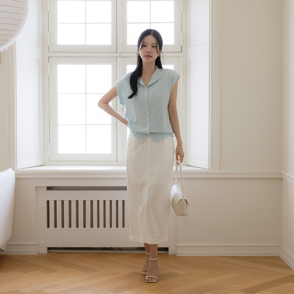 Summer Cotton H-line Back Banding Skirt