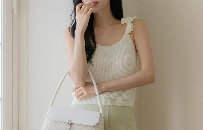 Frill String Knit Sleeveless shirts