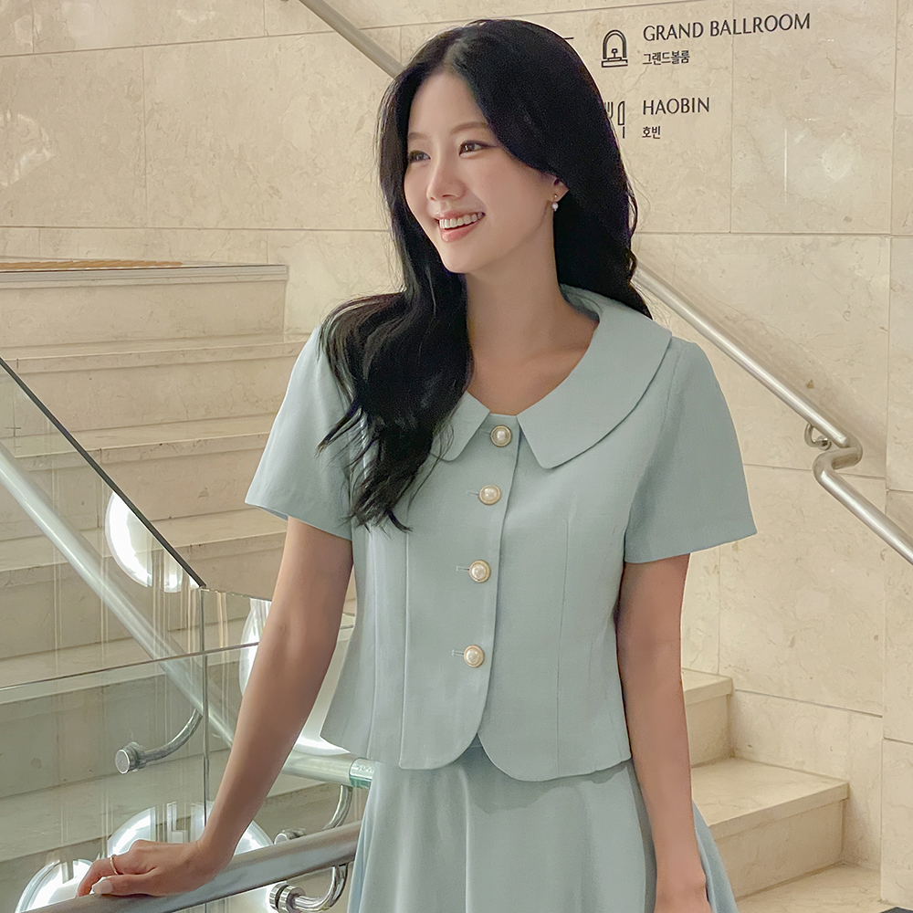 Round Collar Tweed Set-up Jacket