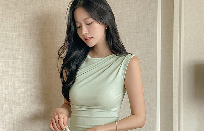 All Day Shirring Span Sleeveless shirts T-shirt