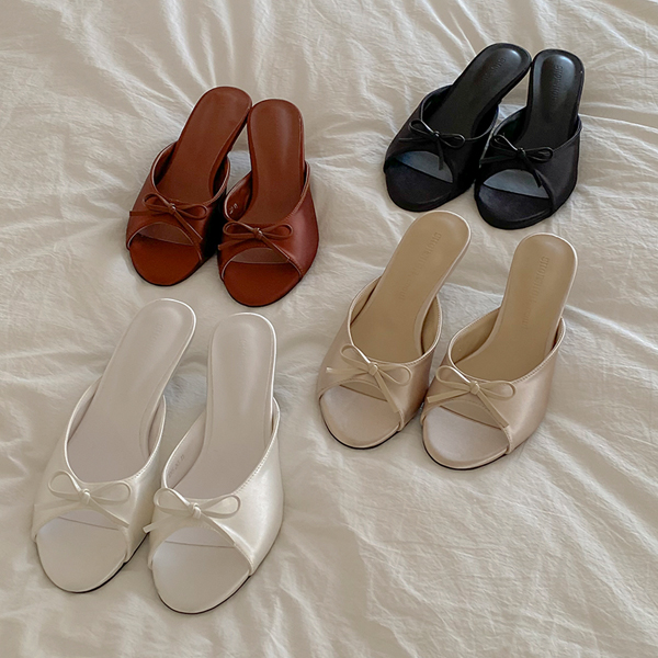 Glow Ribbon Mule Sandals Heels