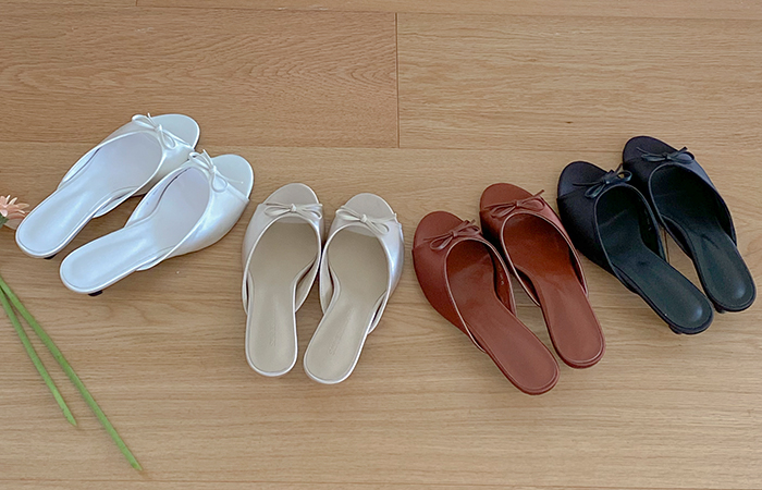 Glow Ribbon Mule Sandals Heels