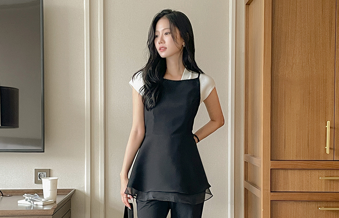 Double Hems Bustier Blouse