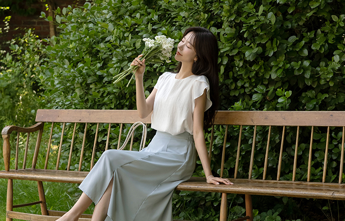 Pure Tulip Sleeves Double Blouse