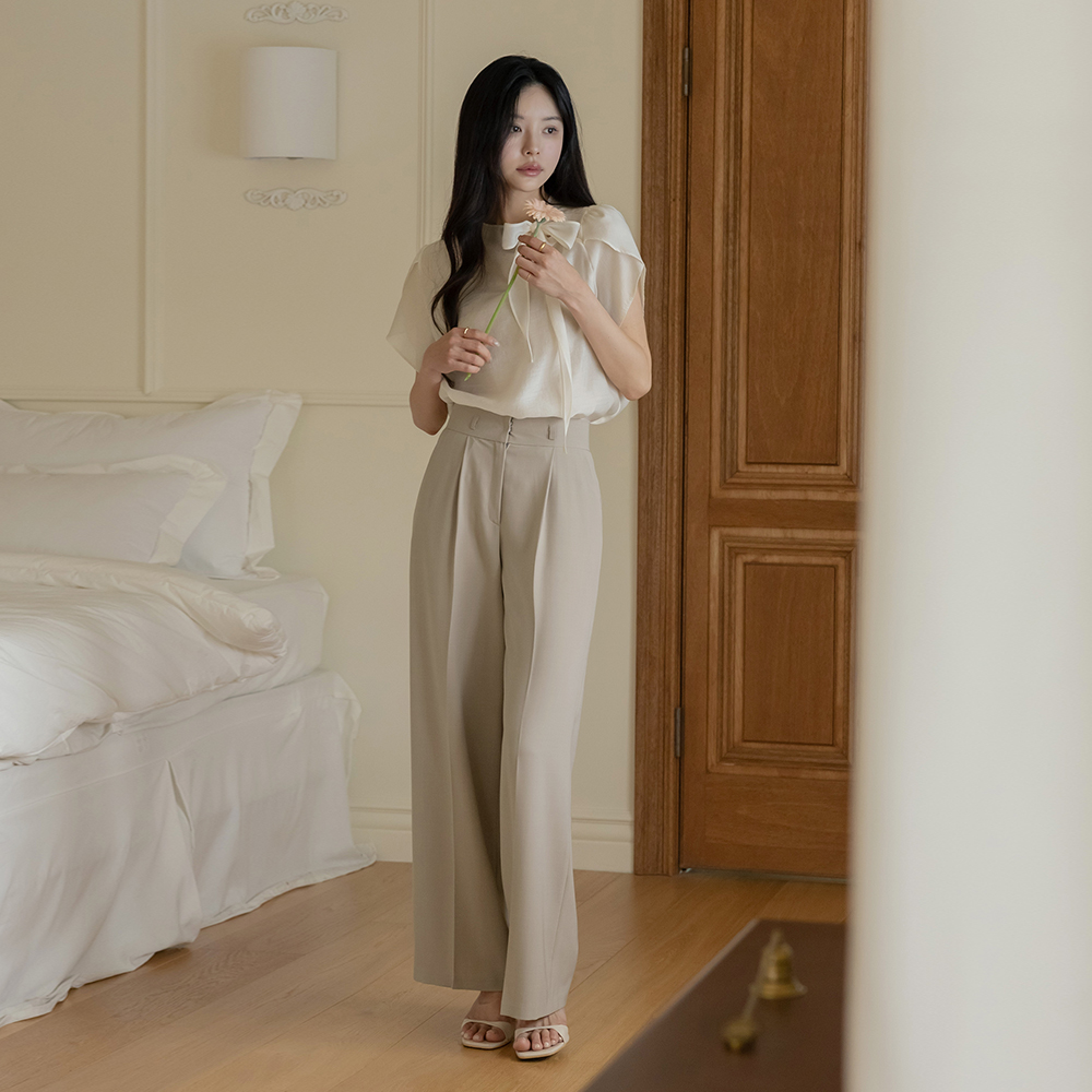 Grace Pintuck wide fit Slacks(+Belt)
