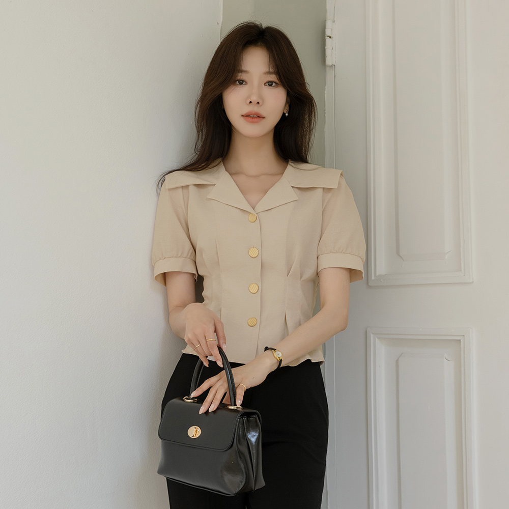Sailor Polo Pintuck Peplum Blouse