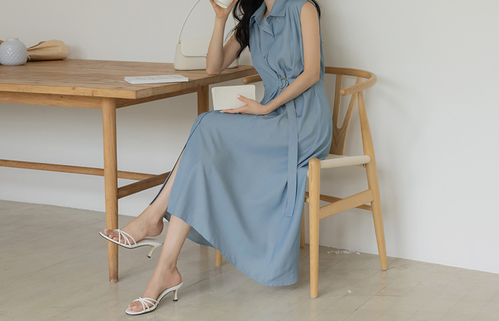 Skily Belted A-line Denim Dress