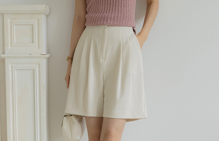 Marine Midi Linen Back Banding SlacksⅡ