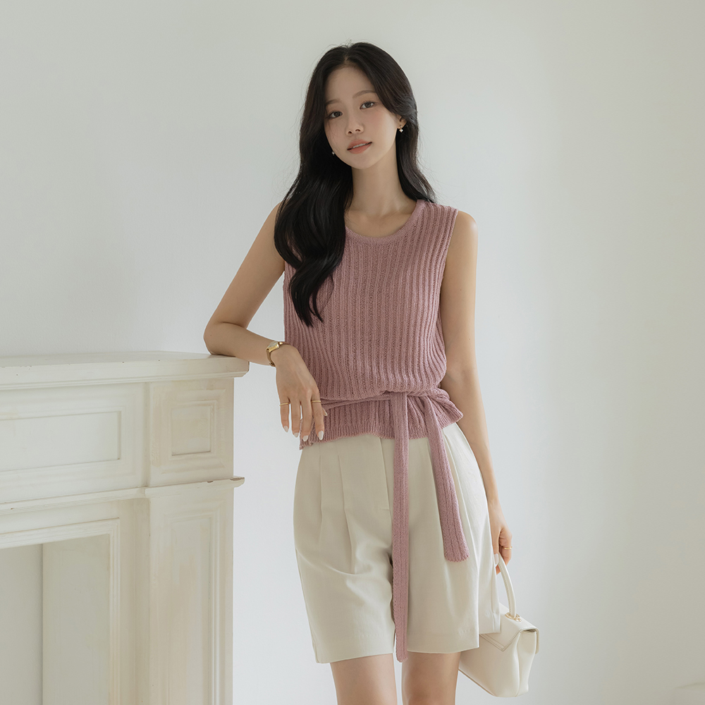 Wrap Strap Belt Summer Sleeveless shirts Knit