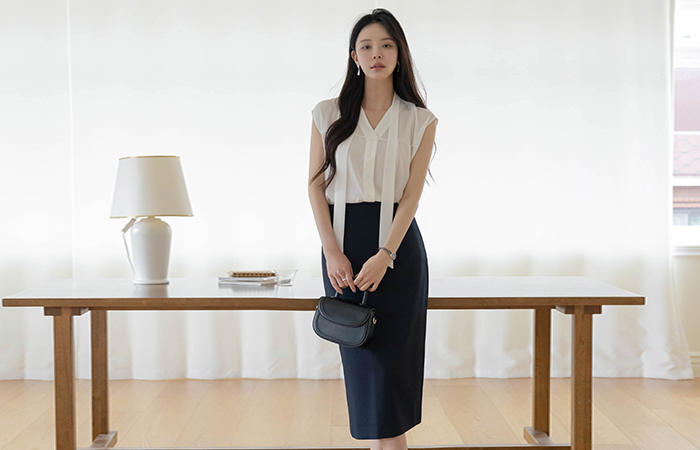 Audrey Summer Tweed H-line Set-up Skirt