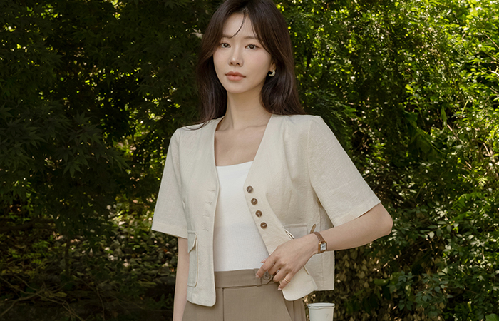 Summer V-neck Semi- Crop Daily Jacket