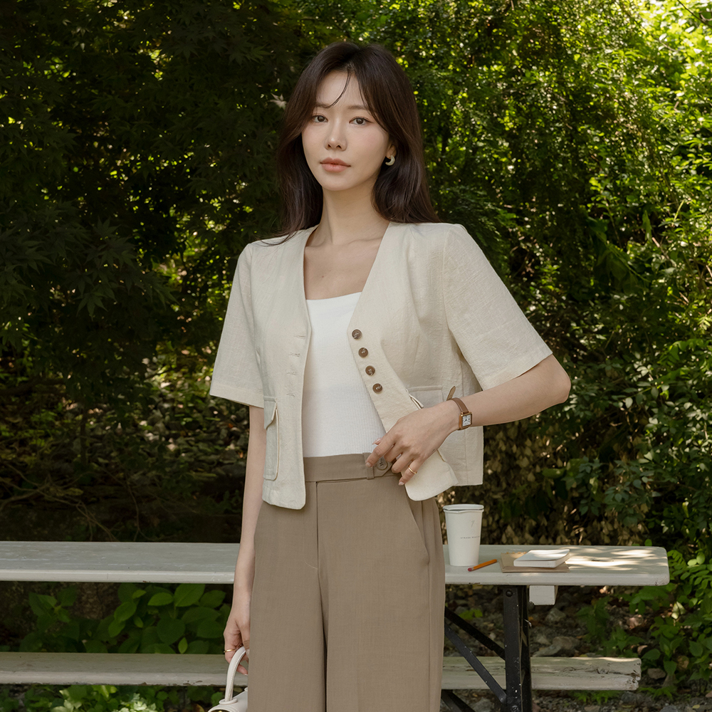 Summer V-neck Semi- Crop Daily Jacket