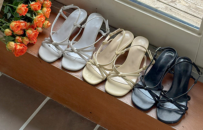 Ribbon Sling Backs Sandals Heels