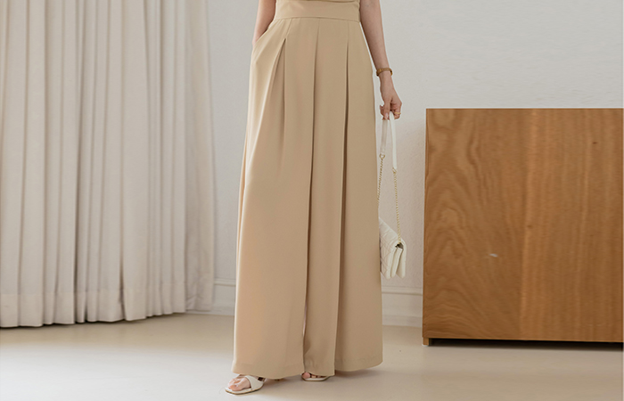 stone High-Waist wide fit Set-up Slacks
