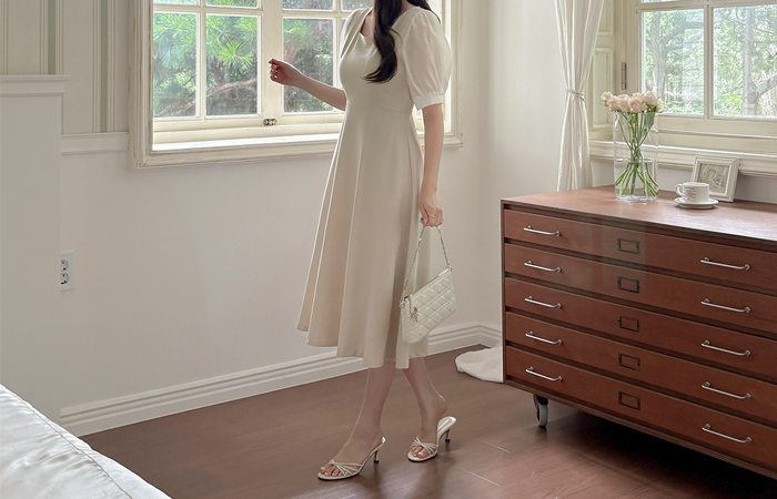 Color Combination Sleeves A-line Dress
