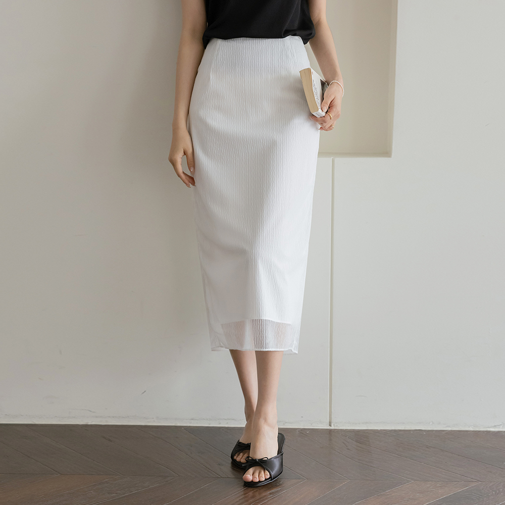 Pure See-through Color Combination H-line Long Skirt