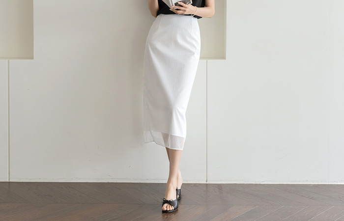 Pure See-through Color Combination H-line Long Skirt