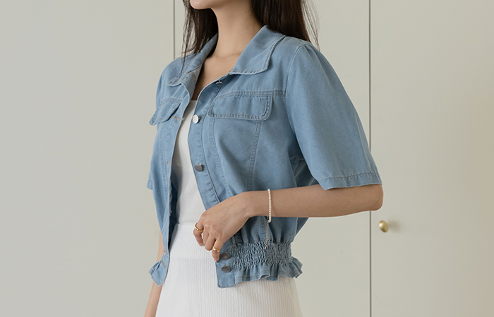 Summer Polo Banding Denim Jacket