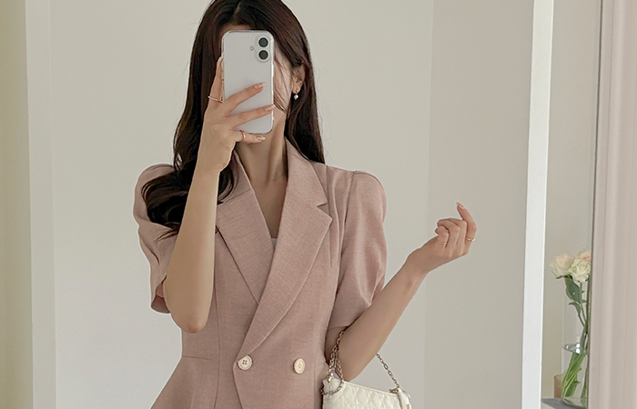 Romantic Puff Sleeves Double Button Office JacketⅡ