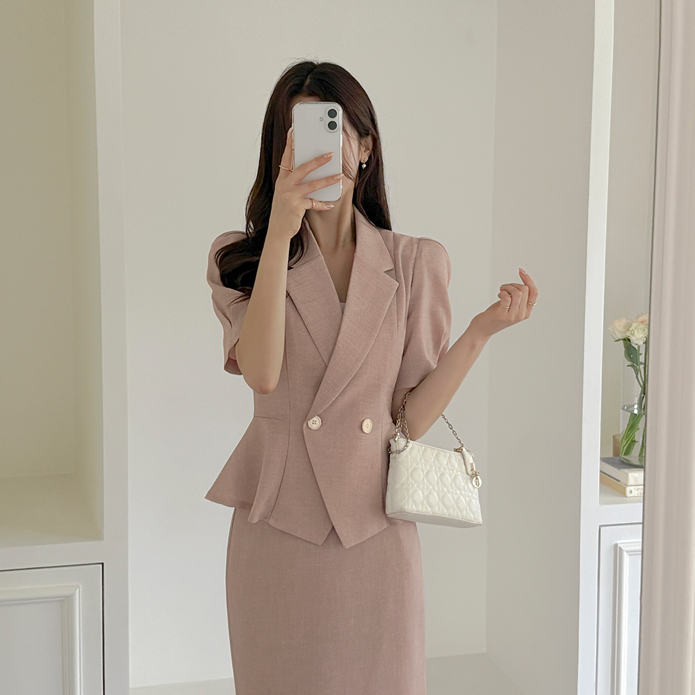 Romantic Puff Sleeves Double Button Office JacketⅡ