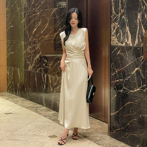 Satin Cross Blouse&Skirt SET