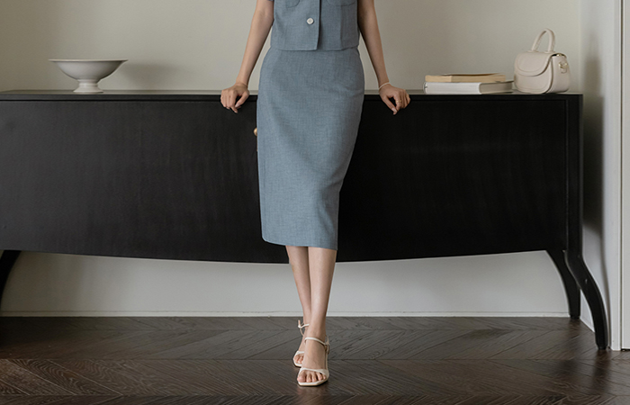 Rya Summer Tweed H-line Set-up Skirt