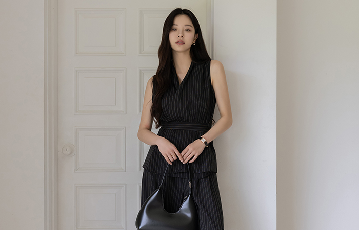 Chic Stripe Blouse&Pants SET