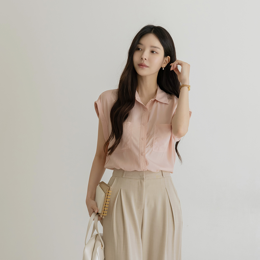 Pocket Cap-Sleeves Shirt