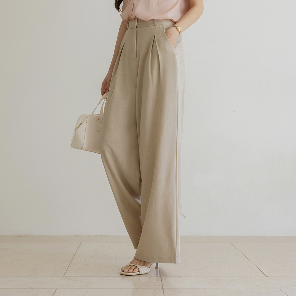 Tencel Pintuck wide fit Slacks