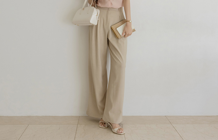 Tencel Pintuck wide fit Slacks