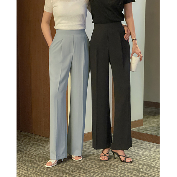 Soft Span Wide Slim Fit Back Banding Slacks