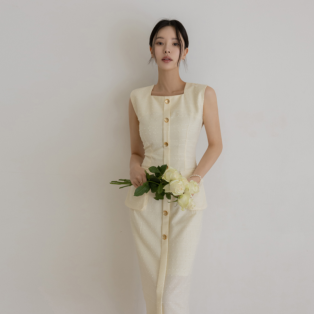 Summer Tweed H-line Sleeveless shirts Dress