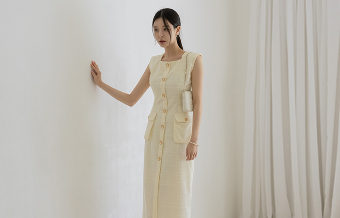 Summer Tweed H-line Sleeveless shirts Dress