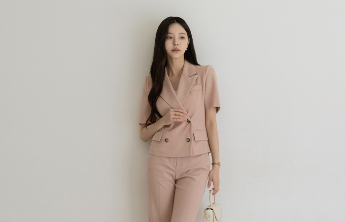앤드 Double Button Short-sleeve Set-up Jacket