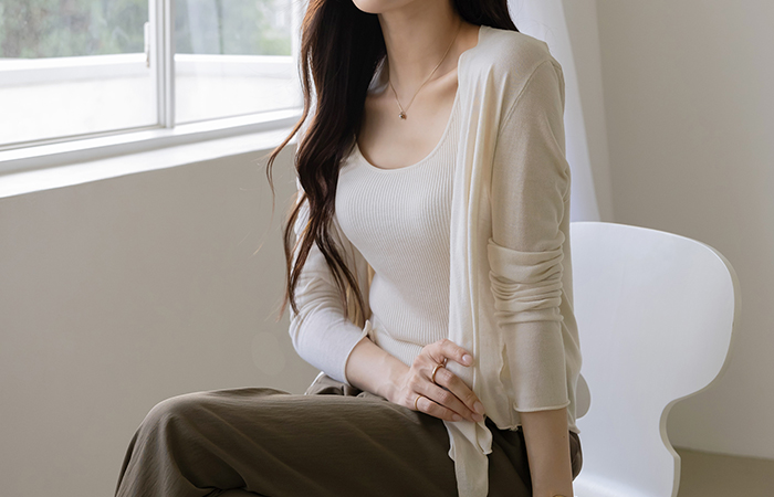 Daily Natural Sleeveless shirts&Cardigan SET