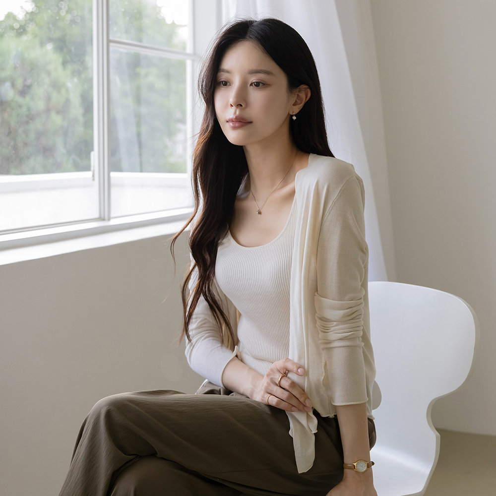 Daily Natural Sleeveless shirts&Cardigan SET