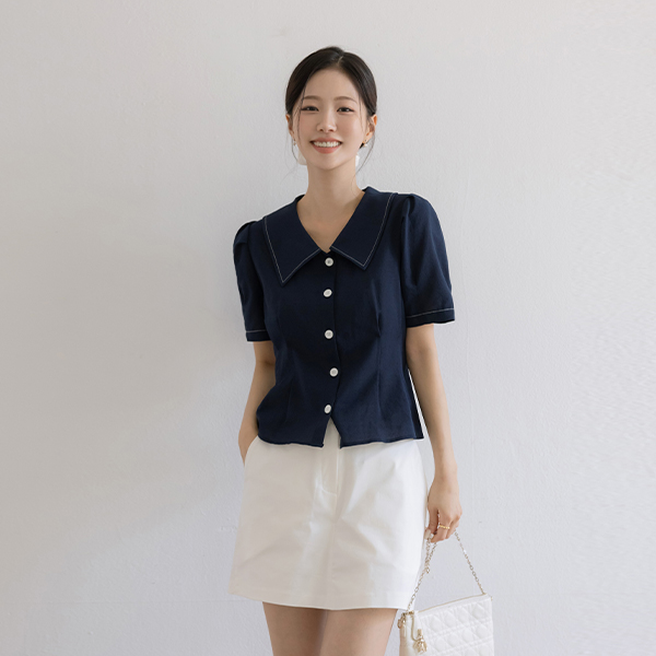 Stitch Point Polo Blouse