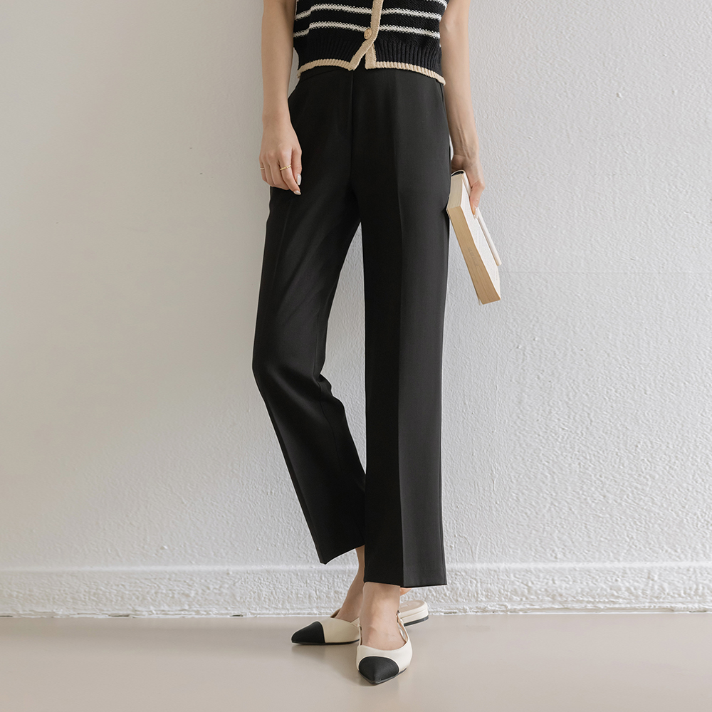 Linen Slim Fit Back Banding Slacks